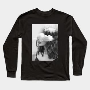 Portrait of a  dreaming girl. Collage Long Sleeve T-Shirt